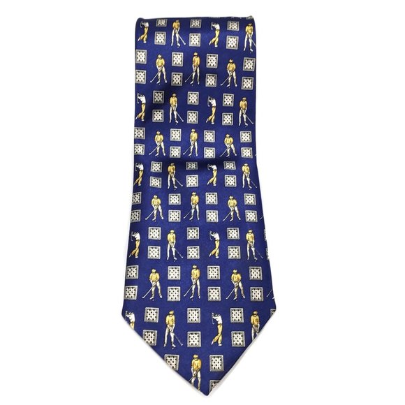 Empuria Italy Golf Links Square Geometric Tie - Picture 1 of 6